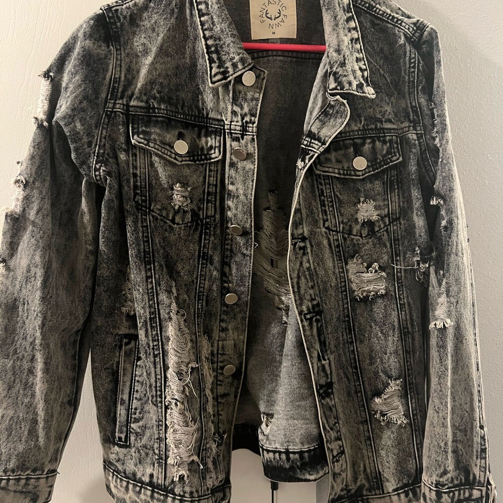Fantastic Fawn Black Distressed Denim Jacket